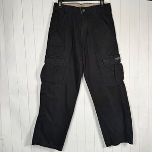 Wrangler Black 100% Cotton Baggy Cargo Utility Pants Y2K Streetwear Men’s 30x30